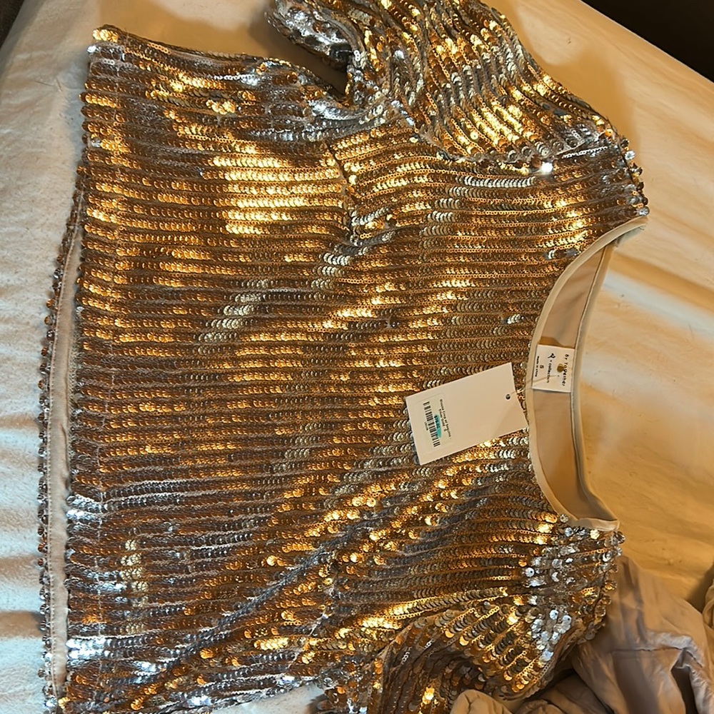 Silver sequin crop top